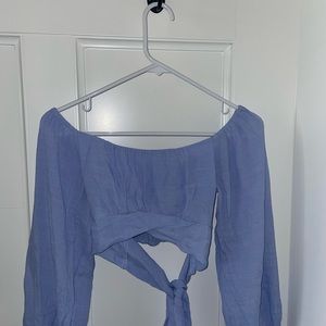 shein blue dressy, crop top
